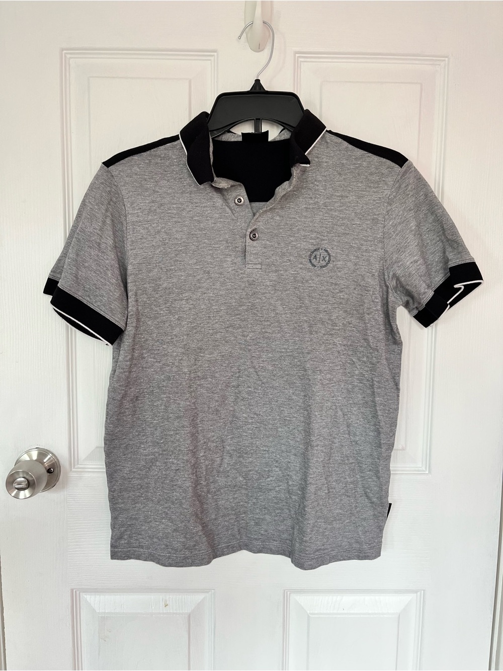 Armani Exchange Grey Polo with Black Trim size Medium